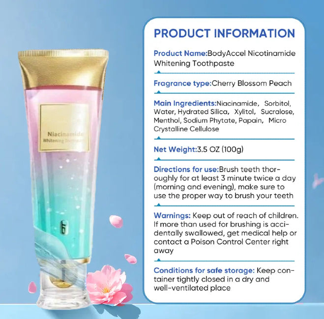 1pc Niacinamide Whitening Toothpaste, Gently Cleans Surface Residues, Brightens Teeth, Freshens Breath, Daily Care Toothpaste