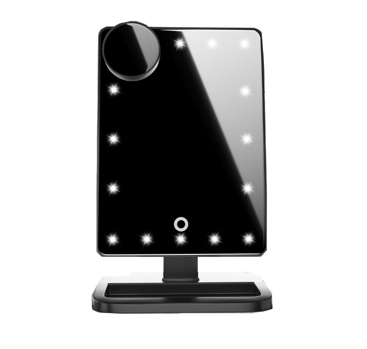 Touch Screen Makeup Mirror With 20 LED Light Bluetooth Music Speaker 10X Magnification