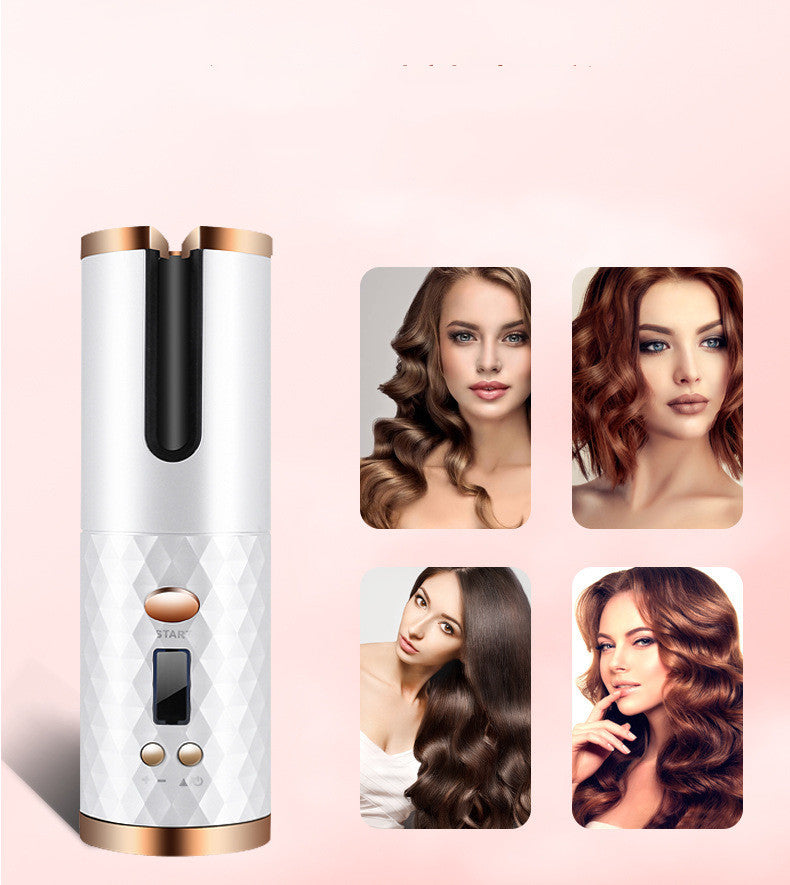 Rechargeable Portable Ceramic Hair Curling Iron with LCD Display