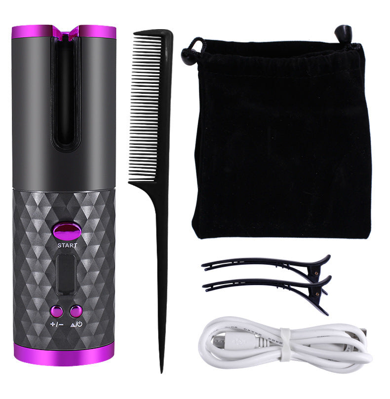 Rechargeable Portable Ceramic Hair Curling Iron with LCD Display