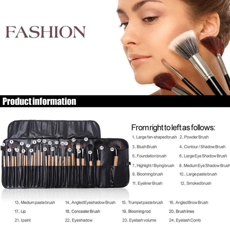 24 Pcs Professional Cosmetics Brushes Set